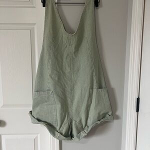 Free People Green Striped Jumpsuit